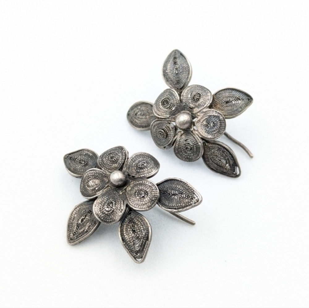 Antique metalwork floral earrings